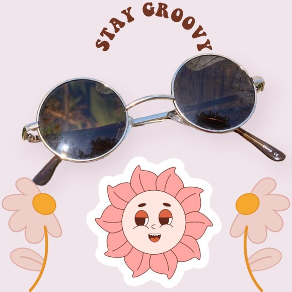 1970s Retro Hippie Round Sunglasses - Picture 1 of 6